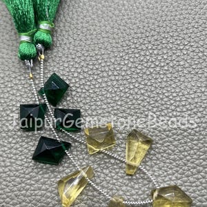 Green Onyx Beads 8" Strand, Faceted Table Cut Gemstone Lemon Quartz Loose Handmade Stone Jewelry