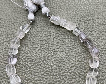 8" Natural Crystal Quartz Beads: Faceted Nuggets Gemstone Beads for Jewelry Making DIY Necklace