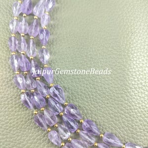 Faceted Amethyst Teardrop Beads: 8&quot; Strand for Jewelry Making
