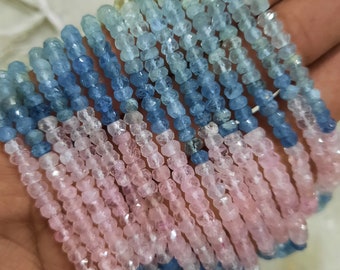 Cuentas de aguamarina AAA: Rondel facetado multicolor, 4 mm, hebra de 33 cm (13 pulgadas)