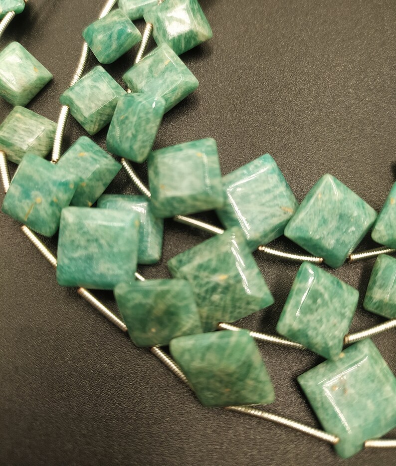 Amazonite Faceted Cushion Square Beads 8mm 11mm 8 Strand fancy shape
