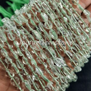 13&quot; Natural Green Amethyst Smooth Nugget Shape Gemstone Beads Amethyst Plain Tumble Loose Beads Pebble Beads Jewelry Making Crafts