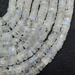 Rainbow Moonstone Heishi Beads: 8&quot; Faceted Gemstone Strand
