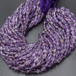 13&quot; Strand Natural African Amethyst Smooth Nugget Shape Gemstone Beads Amethyst Plain Tumble Loose Beads Pebble Beads Jewelry Crafts