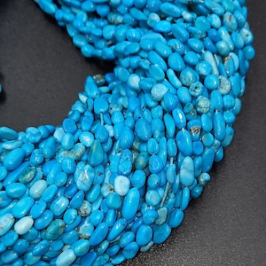 13&quot; Strand Natural Blue Turquoise Smooth Nugget Shape Gemstone Beads Tiny Tumble Beads