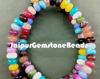 Multi-Shaded Quartz Necklace: 8mm Rondelle Gemstone Beads, 16&quot; Strand