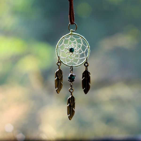 Miniature DreamCatcher car Rearview Mirror Hanging, Car Accessories, Knotted Dream Catcher Mirror Charm