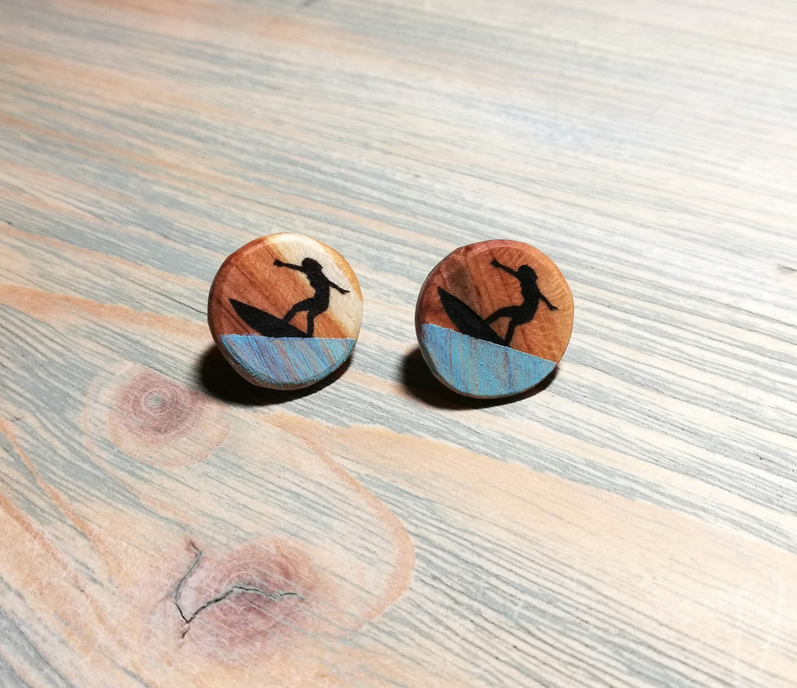 lv wood earrings