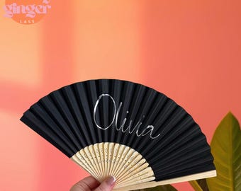 Personalised Paper Hand Fan: Vinyl Name, Party Favor