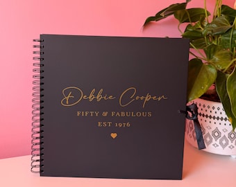 Personalised Birthday Scrapbook: Vinyl Name & Date, Memory Keepsake