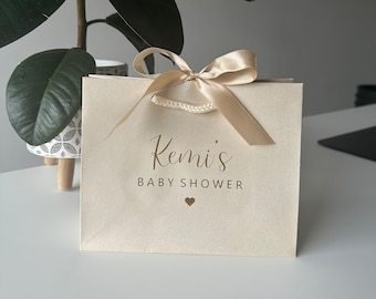 Personalised - NAME Baby Shower - Ribbon Tie Rope Gift Bag