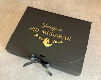 Personalised Eid Mubarak Gift Box: Moon & Stars Ribbon Tie