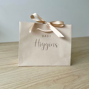 Personalised - Baby SURNAME - Ribbon Tie Rope Gift Bag