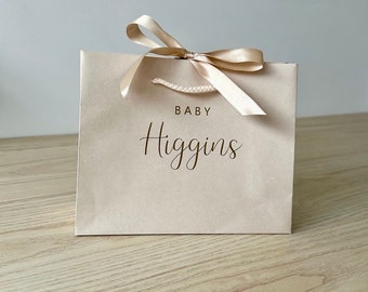 Personalised - Baby SURNAME - Ribbon Tie Rope Gift Bag