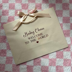 Personalised Baby Gift Bag - Ribbon Tie: Baby Shower, Newborn, Welcome to the world