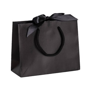 SECONDS/IMPERFECTIONS - Ribbon Tie Natural Rope Landscape Recycled Gift Bags - Cream, Black & Kraft - Gift Bag Only (no decal)