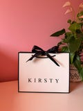 Personalised Wedding Gift Bag, White with Black Ribbon: Favor, Bridesmaid, Custom Name