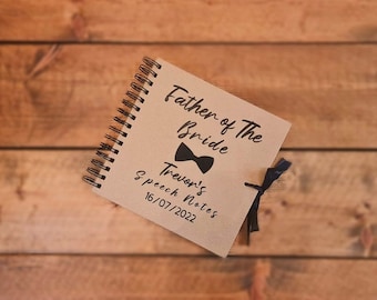 Father of The Bride/Groom/Custom - Personalised Name & Date - Speech Notes Scrapbook - Wedding Gift