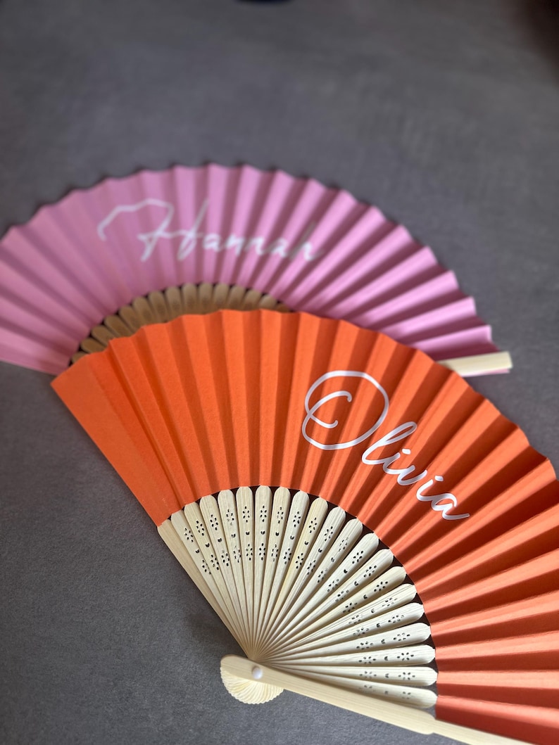 Personalised Paper Hand Fan: Vinyl Name, Party Favor, Wedding, Birthday, Holiday image 12
