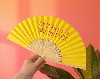 Personalised Paper Hand Fan: Vinyl Text, Party Favor, Wedding, Birthday, Girls Trip