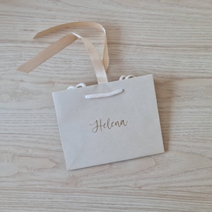 Personalised - Ribbon Tie Rope Gift Bag - Cream, Black, White, Kraft