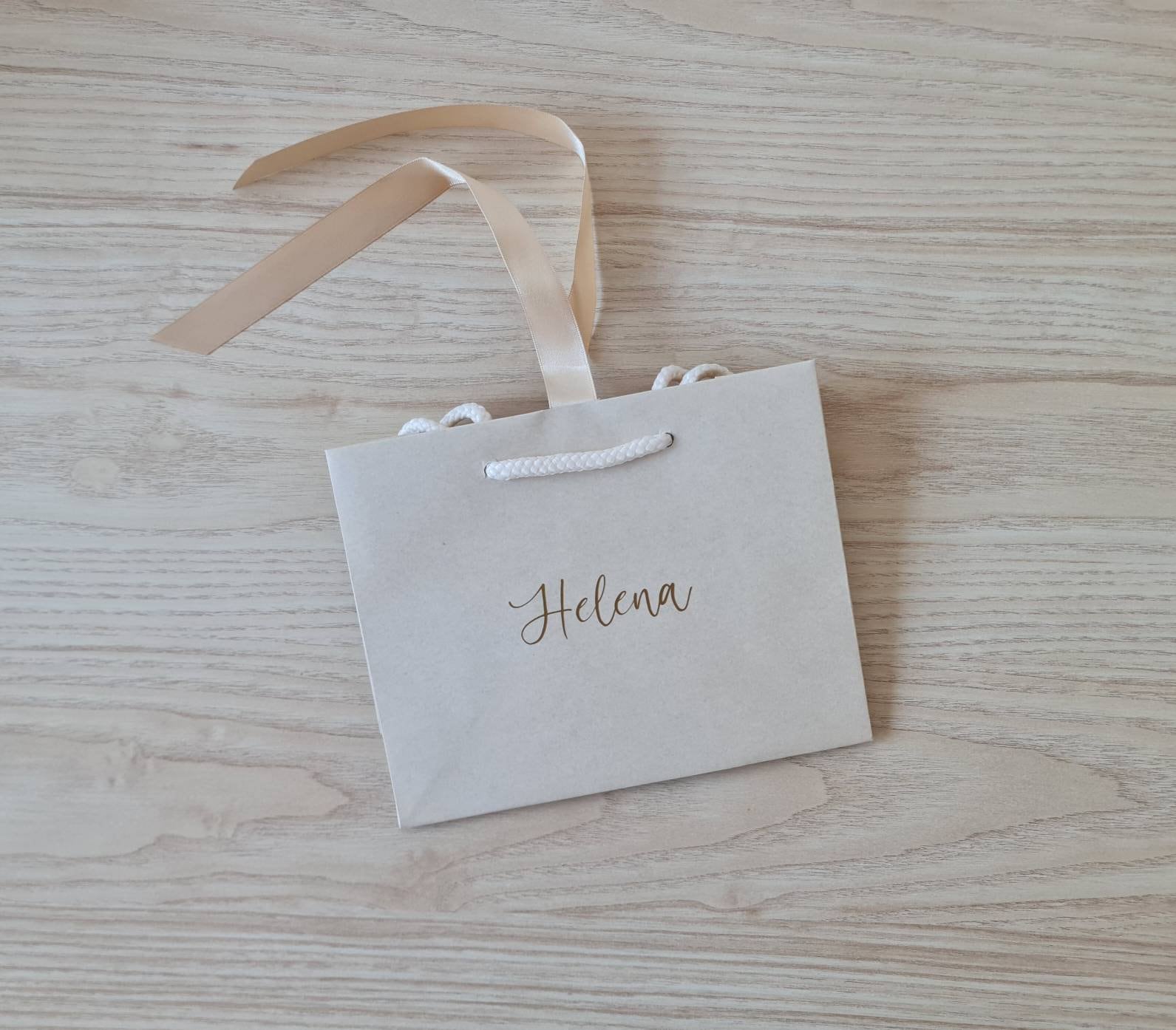 Personalised Name - Ribbon Tie Rope Gift Bag - Wedding, Party, Birthday