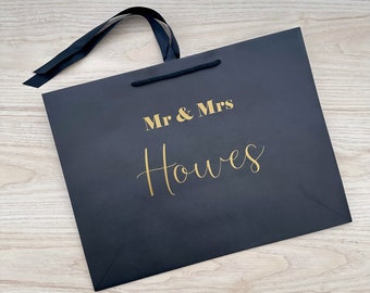 Personalisierte Mr & Mrs Geschenktasche - Schleife: Hochzeit, Paar, Brautpaar