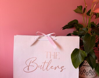 Personalisierte Nachname Geschenk Tasche - Schleife: Hochzeit, Paar, Liebe, Brautpaar