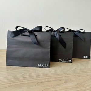 Personalizzato - Sacchetto regalo con corda e nastro - Crema, Nero, Bianco, Kraft