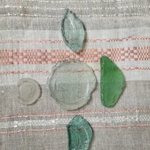Baltic beach sea glass bottle bottoms 5 pcs set numeral Sea pieces collectible hand collected