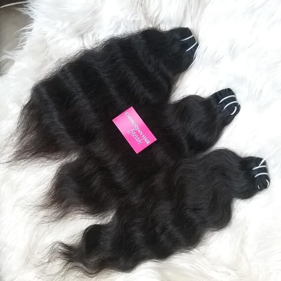 100 Pure Cambodian Hair Bundle Extensions Natural Wavy Etsy