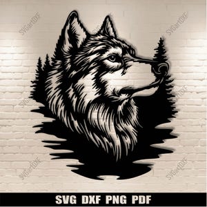 Cena de lobo selvagem Svg para projeto Cricut, Silhouette Wolf, Dxf para CNC, design de moletom por sublimação