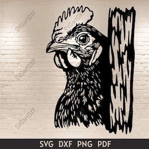 Peeking Chicken SVG, Farm Life Cut Files for Cricut and Silhouette, Chicken Clipart, DXF for CNC Laser Cut, Sublimation Design Download