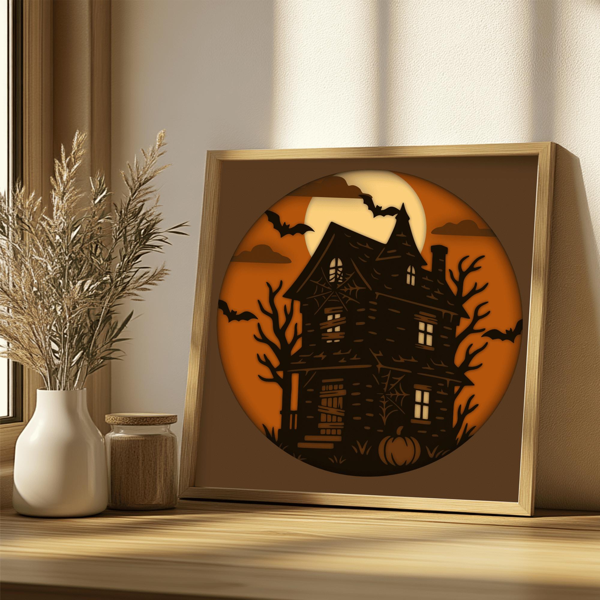 Spooky Haunted House Layered SVG DXF EPS, 3D Shadow Box for Cricut ...
