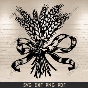 Archivo de corte SVG de espigas de trigo para Cricut, imágenes prediseñadas de grano, diseño de silueta de trigo, Dxf para corte por láser, sublimación y archivos de manualidades de vinilo