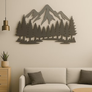 Mountain Forest Wall Art SVG DXF – Laser Cut Files for CNC, Glowforge, Cricut | Nature Silhouette, Digital Download