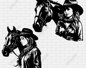 Cowgirl Horse Svg, Western Cowgirl Svg, Png for Sublimation, Cowgirl dxf for laser, cowgirl svg cut file for crciut, cowgirl clipart
