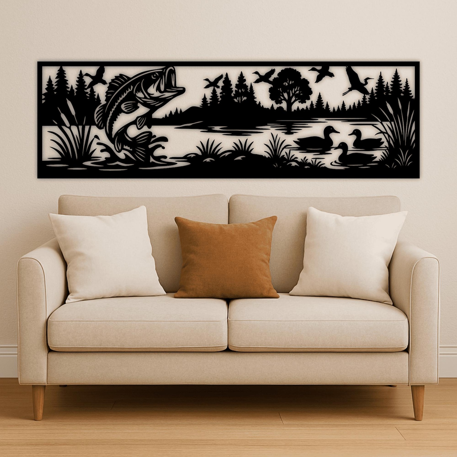 Wildlife Forest Scene Panels Svg Dxf – Railings Deer, Elk, Fish, Ducks ...