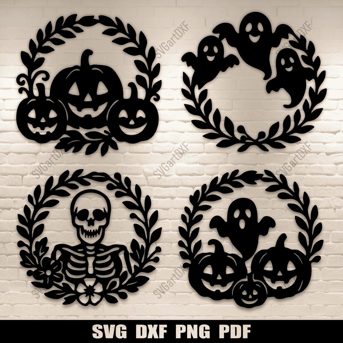 Halloween Wreath Svg Dxf Png | Pumpkins, Ghosts Cut Files for Cricut ...