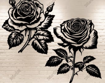 Rose Svg per progetti Cricut e Silhouette, Dxf per taglio laser CNC, design a sublimazione, decorazioni murali fai da te