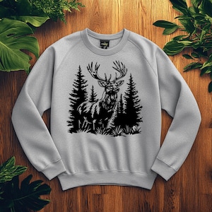 Forest Deer Svg, Wildlife Dxf for CNC, Laser and Plasma Cutting Design, Whitetail Deer Sublimation Art