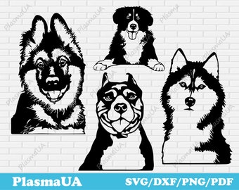 Cute dogs, dxf dogs, svg dogs, svg files for cricut, dog silhouette svg, files for laser cut, vector file, dog clipart, german shepherd svg