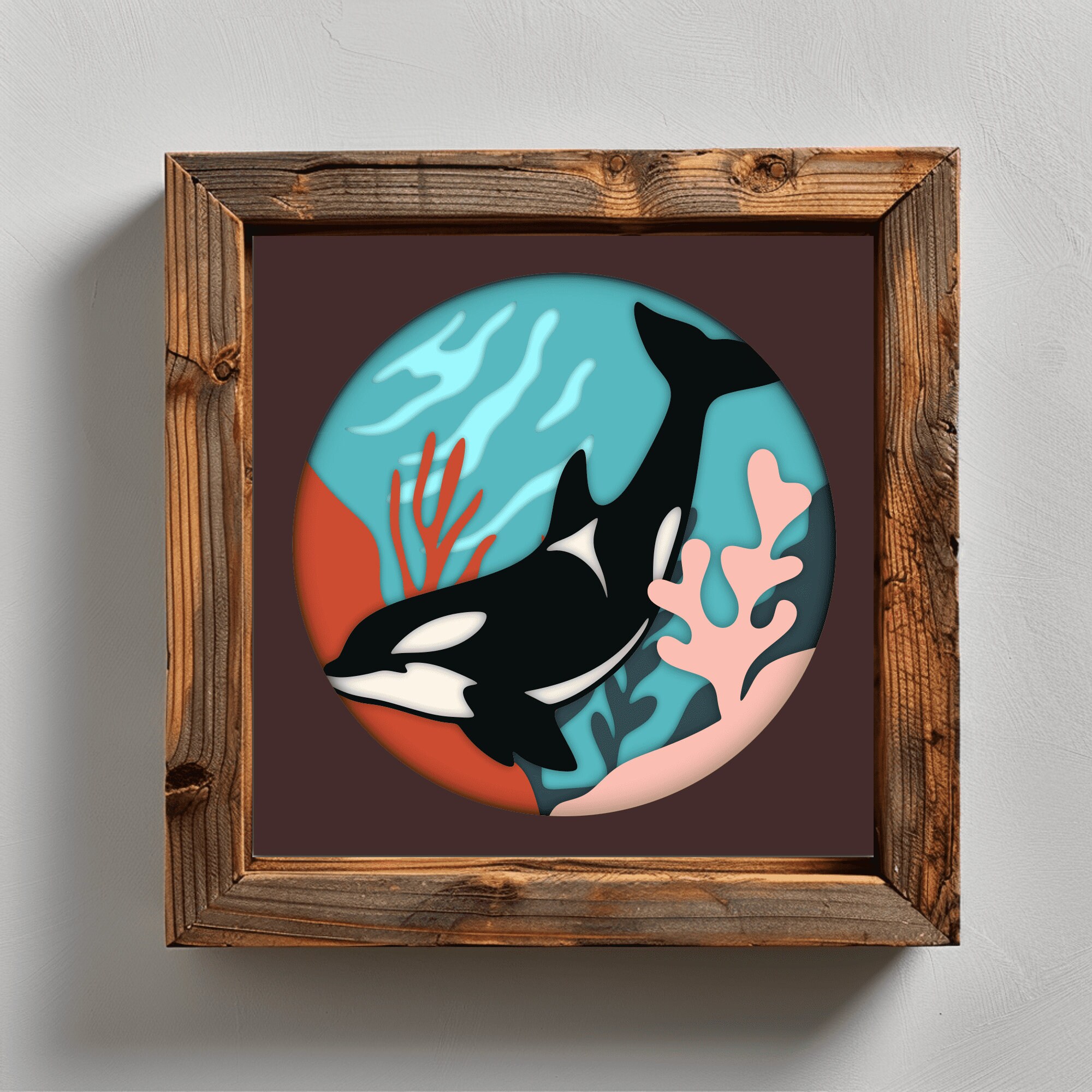 3D Orca Layered SVG for Cricut, Shadow Box Template, Silhouette DXF ...