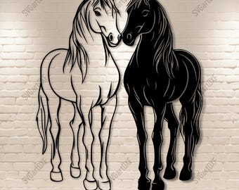 Cavalli Svg, File di taglio per Cricut Project, Dxf per CNC, Design per felpe con sublimazione, File per incisione laser