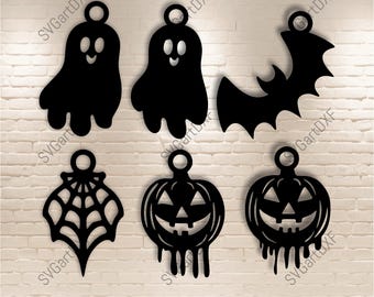 Halloween Earrings Templates Svg, Cut File For Cricut, Dxf for Laser cutting, Wood Earrings Svg, Ghost Pumpkins, Bat Svg Instant Download