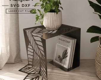 Moderne Blatt Blumenständer SVG DXF | Dekorativer Metalltisch | Laser Cut Möbel Design | CNC-Plasma-Laser-Dateien
