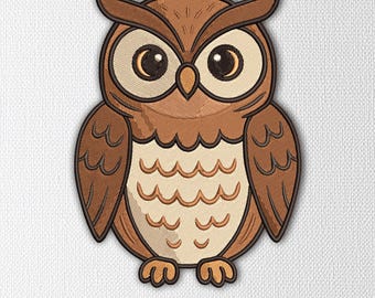 フクロウの機械刺繍デザイン、Dst Exp Hus Jef Pes Vp3デジタルファイル、ベビー服の刺繍
