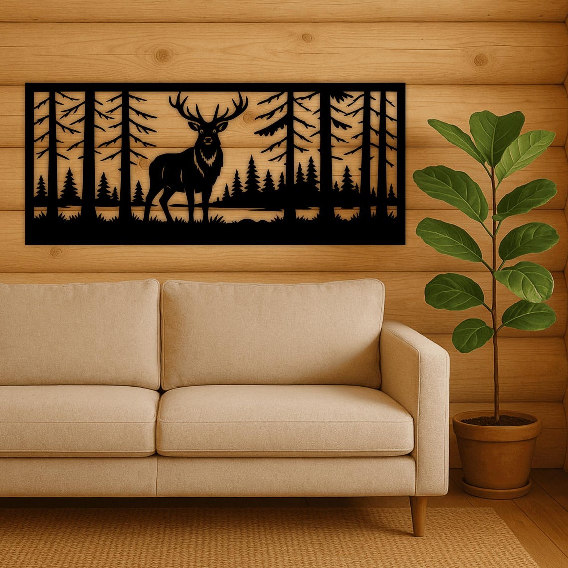 Wildlife Forest Scene Panels Svg Dxf – Railings Deer, Elk, Fish, Ducks ...