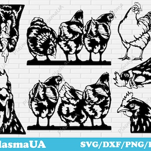 Svg de poulets furtifs, animaux de la ferme drôles, poulet pour cricut, dxf pour découpe laser, animaux plasma cnc, découpe de métal d'art, svg de scène de poulets
