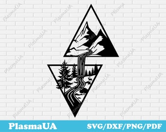 Nature clipart svg file for Cricut, Decal papercut Template, scrapbooking cut file, silhouette mountain design, Download cutting file